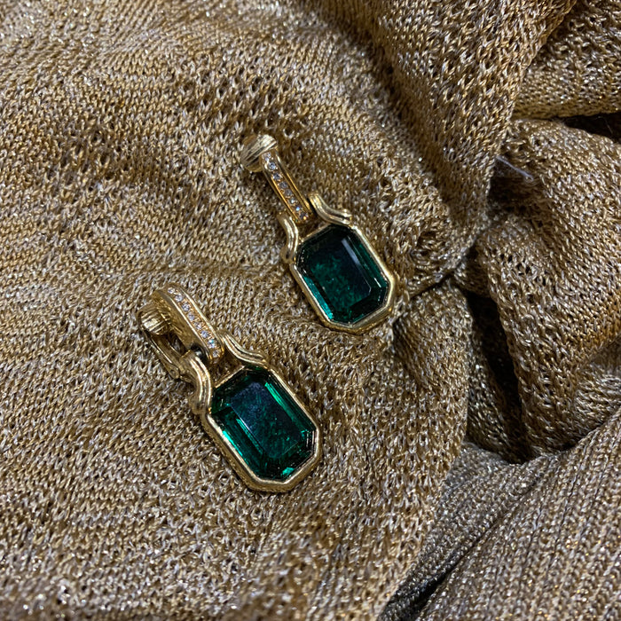 Dior emerald square cut earrings