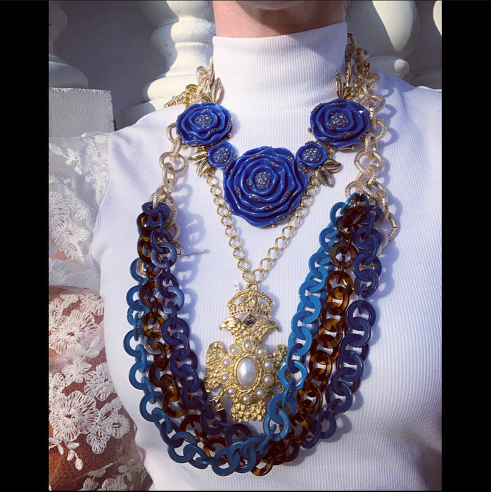 Blue Oscar De La Renta Statement Necklace - The Hirst Collection