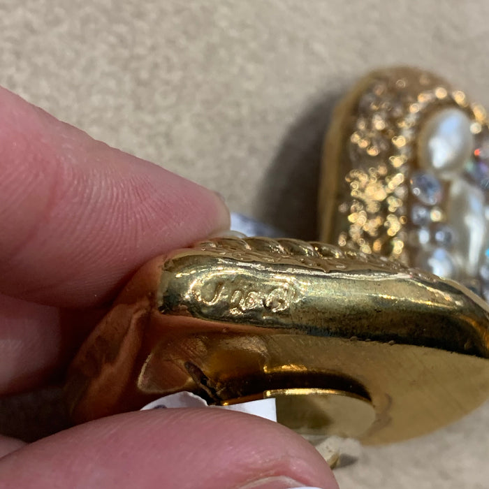 Jacky De G Chunky Vintage Gold Heart Earrings - The Hirst Collection