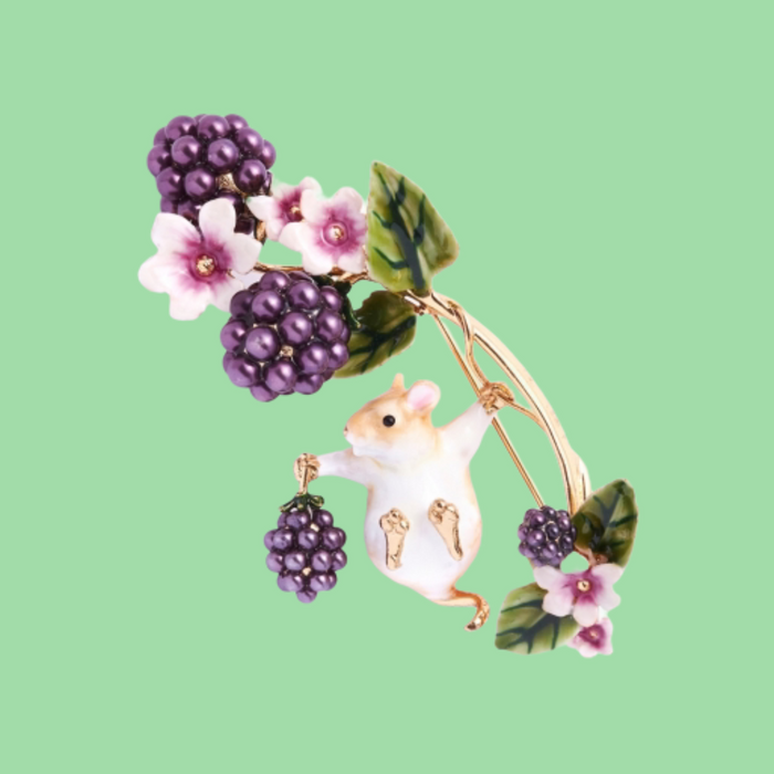 Blackberry & Mouse brooch by Bill Skinner - The Hirst Collection