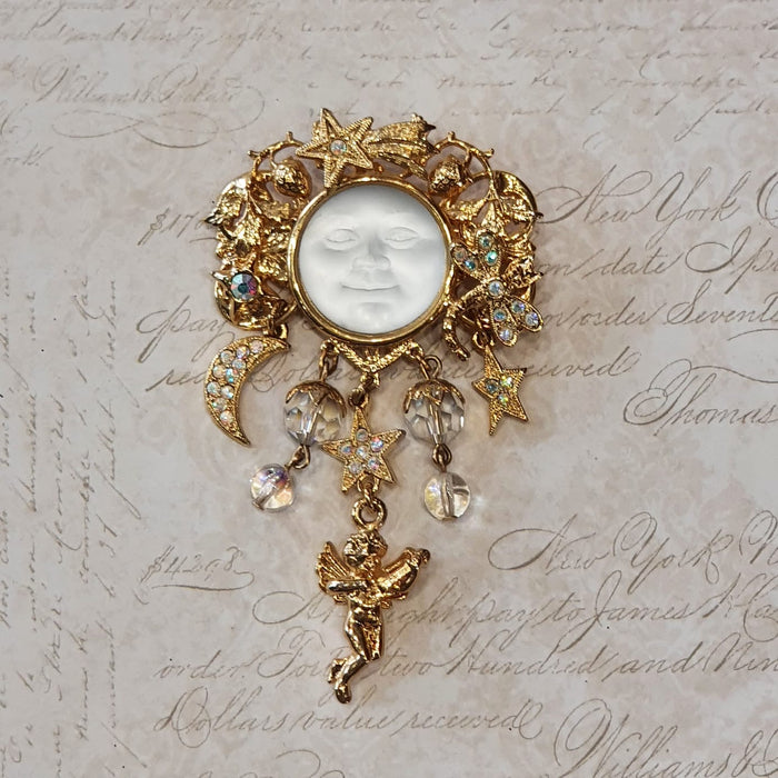 Kirks Folly Sun Moon Dragonfly Brooch Cherub Brooch - The Hirst Collection