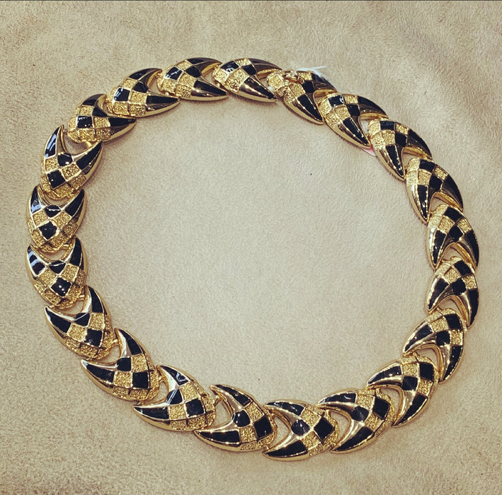 Balenciaga Necklace Black and Gold Enamel - The Hirst Collection