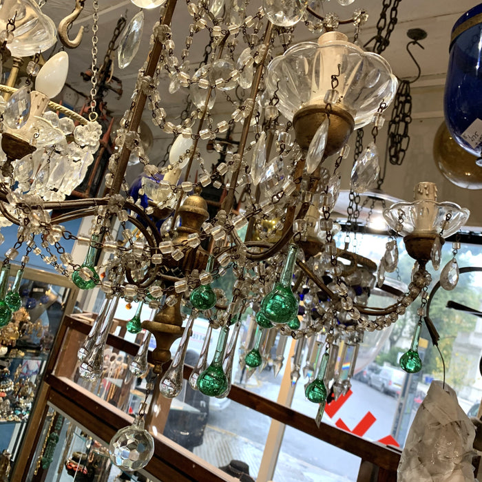 Antique Italian Green Glass drop chandelier 19th Century - The Hirst Collection