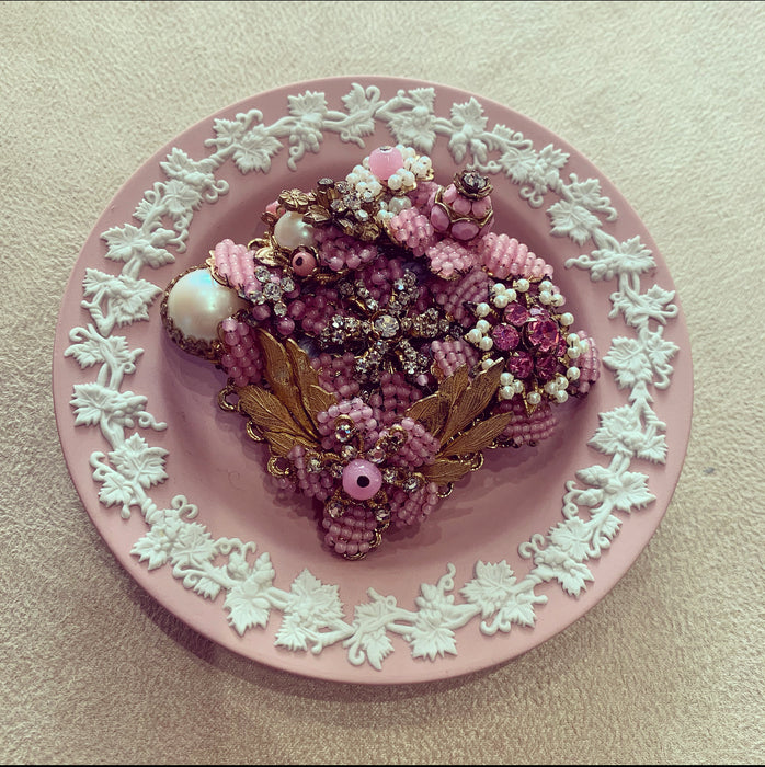 Vintage Stanley Hagler Brooch Pink Pearl Beaded - The Hirst Collection