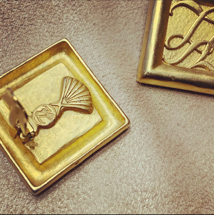 Karl Lagerfeld Gold Square Clip On earrings - The Hirst Collection