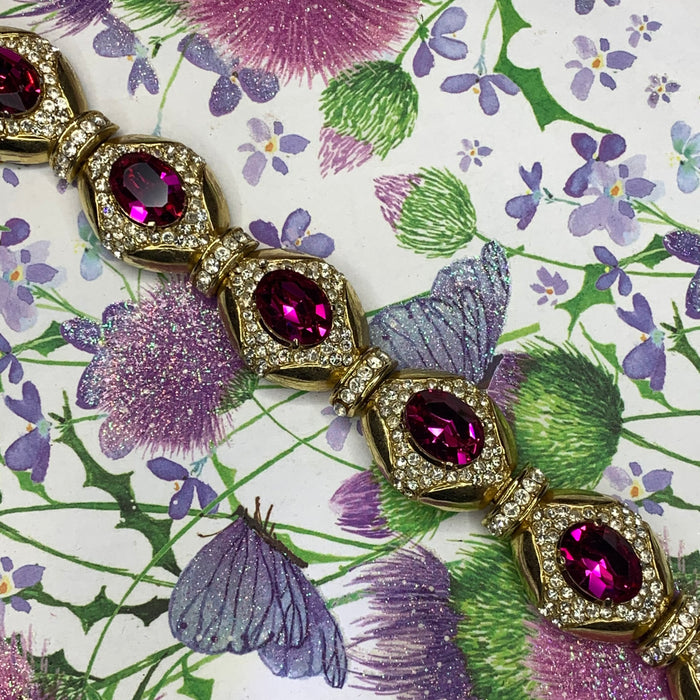 Hot Pink Crystal gold bracelet - The Hirst Collection