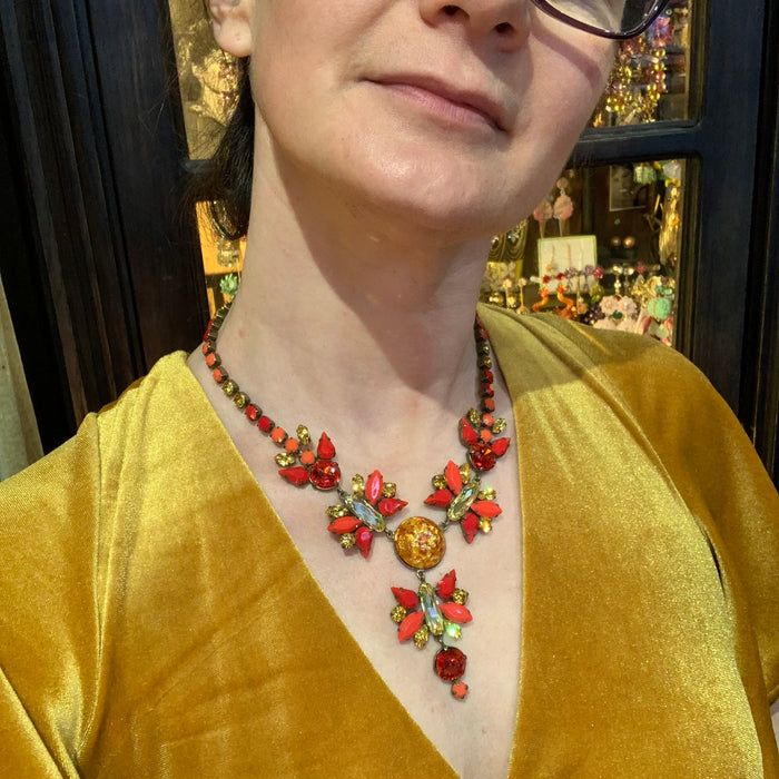 Frangos fire butterfly burnt orange  Necklace