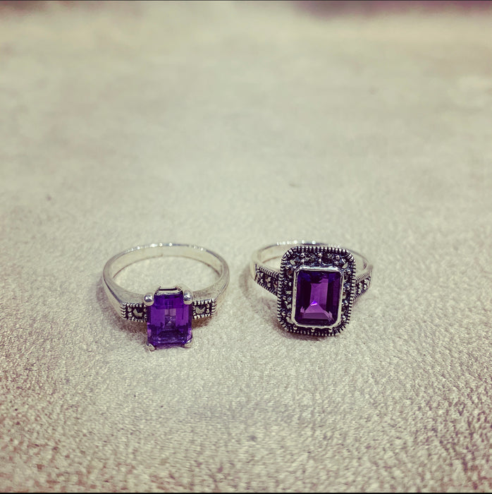 Square Amethyst Silver Ring - The Hirst Collection