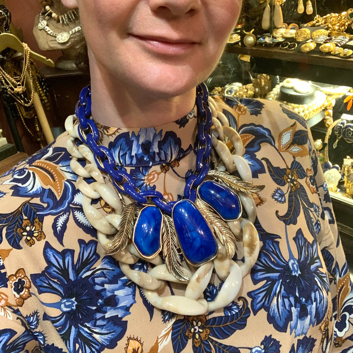 Cream Khaki Acrylic chain necklace - The Hirst Collection