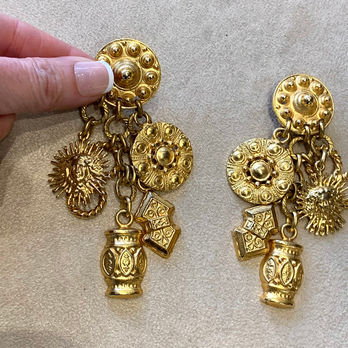 Edouard Rambaud Gold chandelier clip on charm earrings - The Hirst Collection