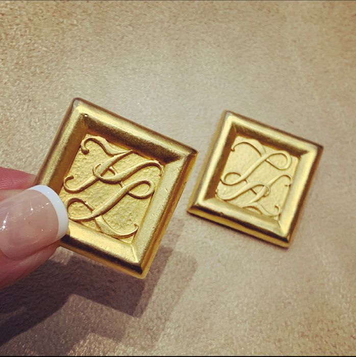 Karl Lagerfeld Gold Square Clip On earrings - The Hirst Collection