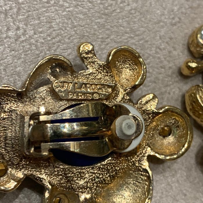 Guy Laroche Lapis gripoix glass earrings - The Hirst Collection