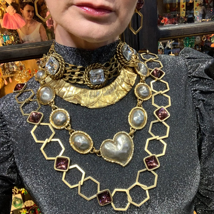 Articulated Engraved Statement Necklace