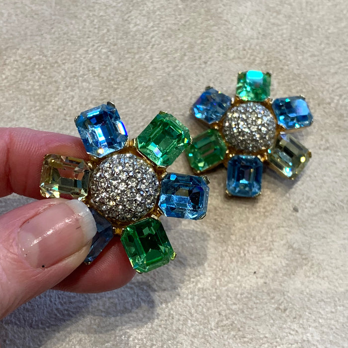 Ciner large pastel clip on earrings - The Hirst Collection