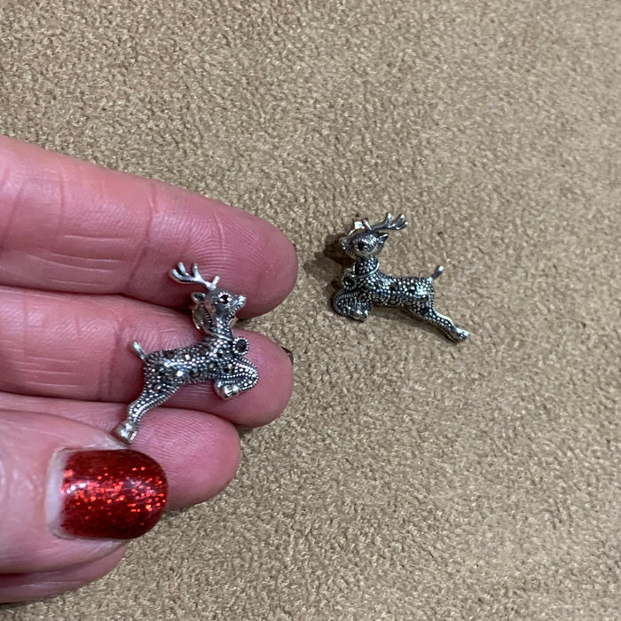 Reindeer Earrings Silver Marcasite