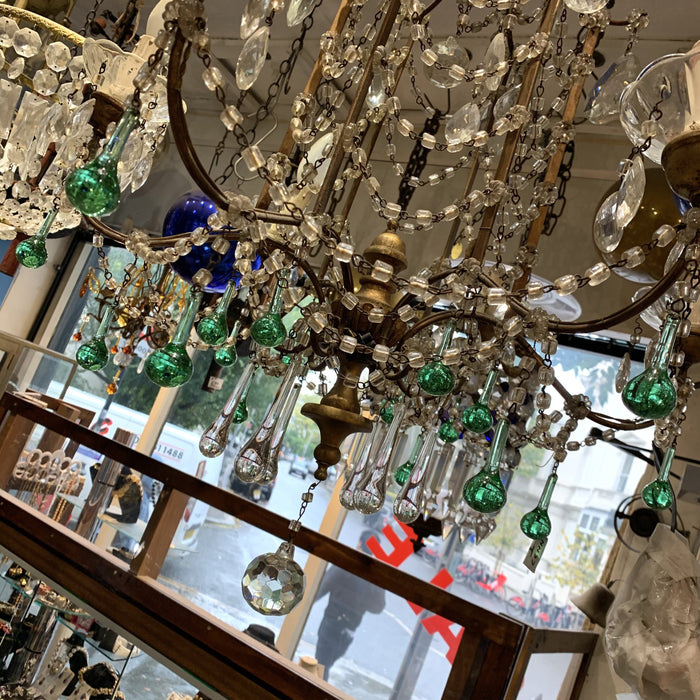 Antique Italian Green Glass drop chandelier 19th Century - The Hirst Collection