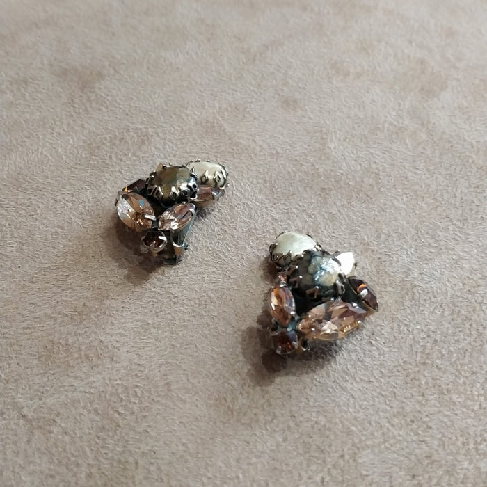 Regency Vintage amber crystal baroque pearl earrings