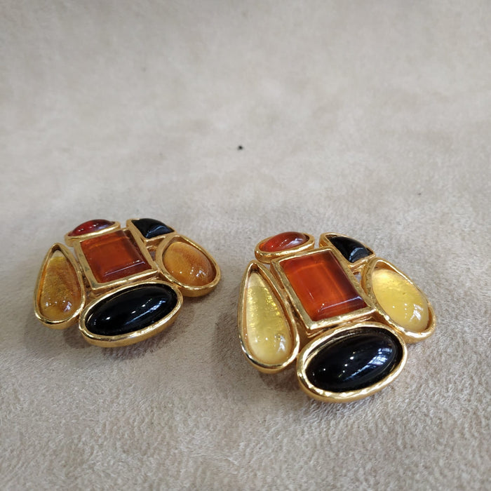 Edouard Rambaud Yellow Amber large clip on earrings - The Hirst Collection