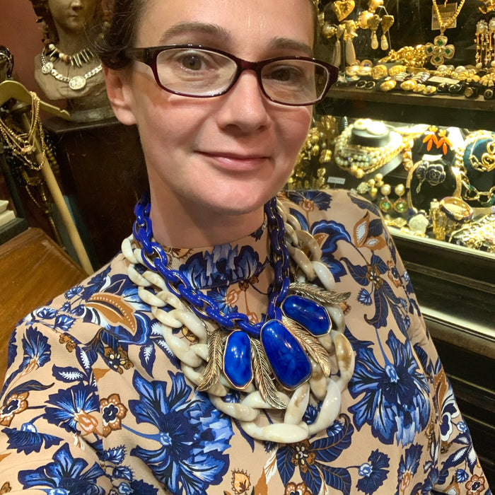 Cream Khaki Acrylic chain necklace - The Hirst Collection