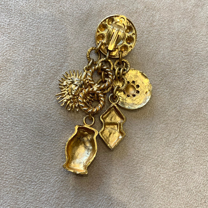 Edouard Rambaud Gold chandelier clip on charm earrings - The Hirst Collection