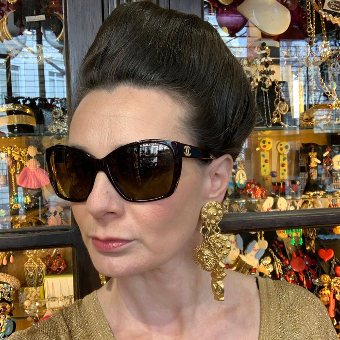 Edouard Rambaud Gold chandelier clip on charm earrings - The Hirst Collection