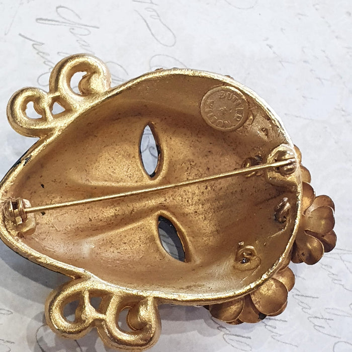Butler and Wilson Blackamoor Pin Brooch Gold Plated Pave Stone - The Hirst Collection