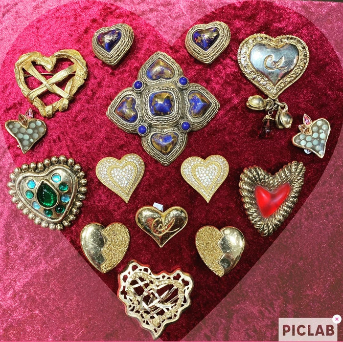 Vintage YSL Heart Earrings Gold Yves Saint Laurent - The Hirst Collection