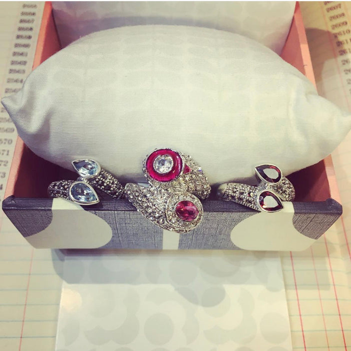Blue topaz duo ring in silver with Marcasite - The Hirst Collection