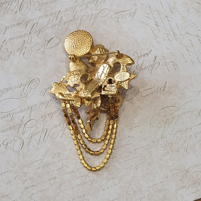 Kirks Folly Cupid Cherub Celestial Brooch Vintage Gold - The Hirst Collection