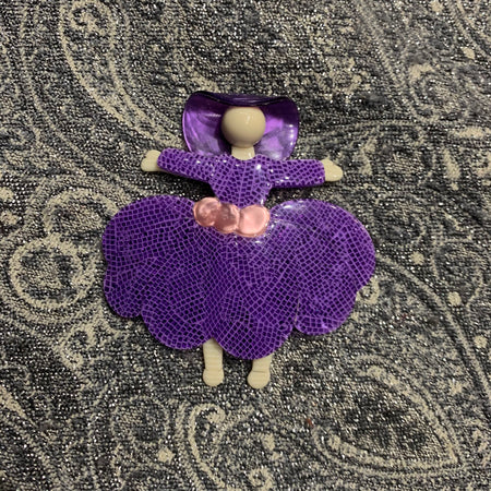 Lea Stein Scarlett Ballerina brooch in purple - The Hirst Collection