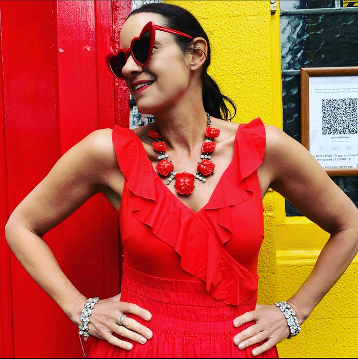 Oscar De La Renta Red Roses Tulips Necklace - The Hirst Collection