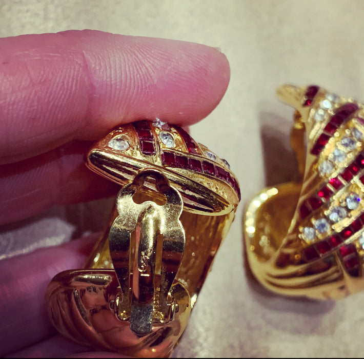 Yves Saint Laurent Oversized Red Hoop Earrings - The Hirst Collection