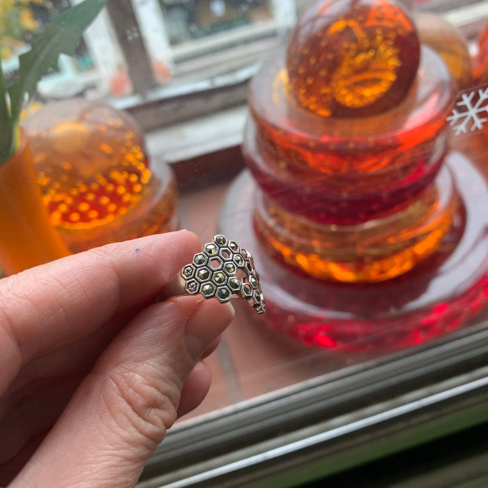 Honeycomb Ring in Silver Marcasite - The Hirst Collection