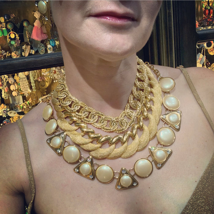 Statement Textured Chunky Vintage Gold Chain Necklace