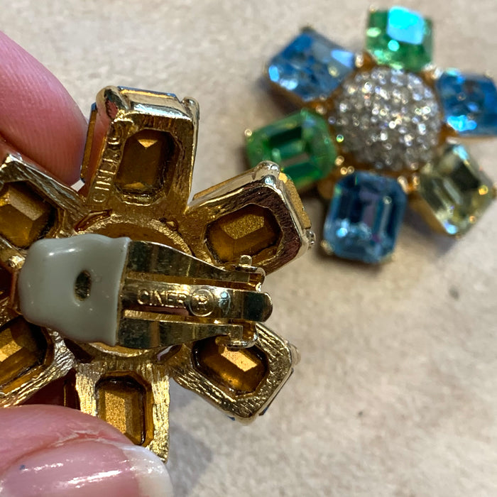 Ciner large pastel clip on earrings - The Hirst Collection