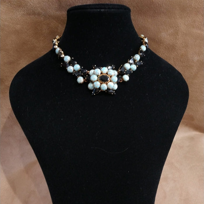 Christian Dior Turquoise Black Gold Staetement necklace