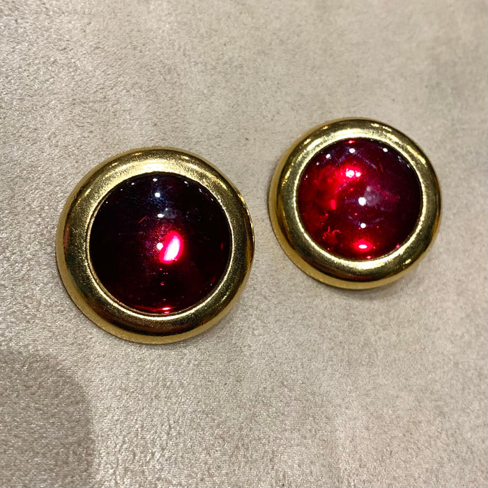 Yves Saint Laurent Red Disc clip on earrings - The Hirst Collection
