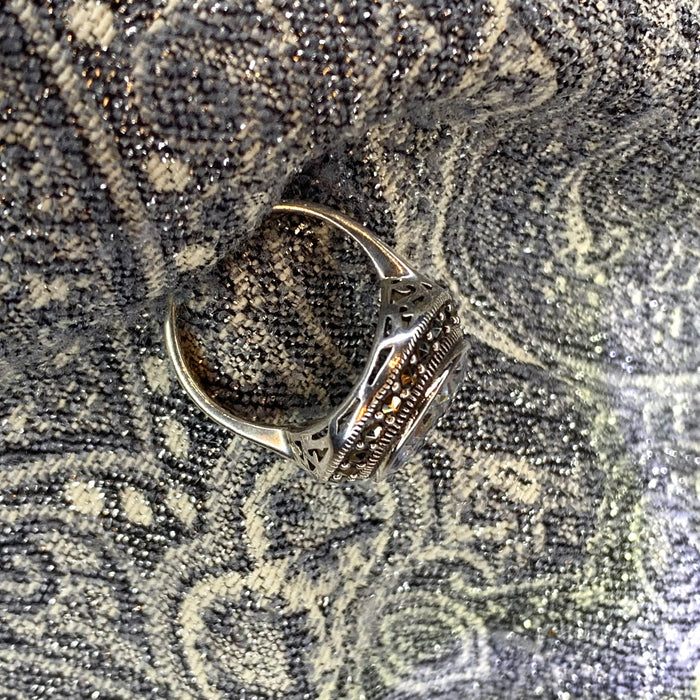 Large Round Solitaire Silver Ring - The Hirst Collection