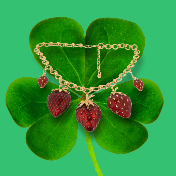 Strawberry Necklace Red Enamel Gold - The Hirst Collection