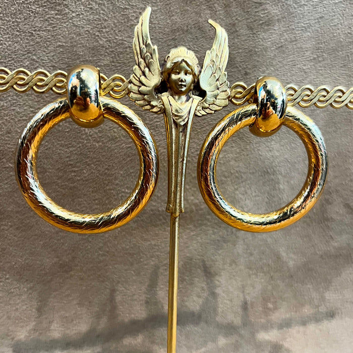 Vintage Door Knocker Gold Earrings