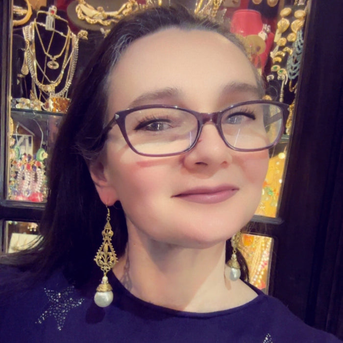 Long pearl filagree earrings