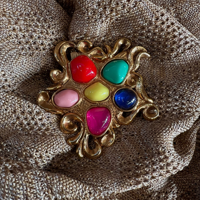Christian Lacroix Gold And Multicoloured Stones