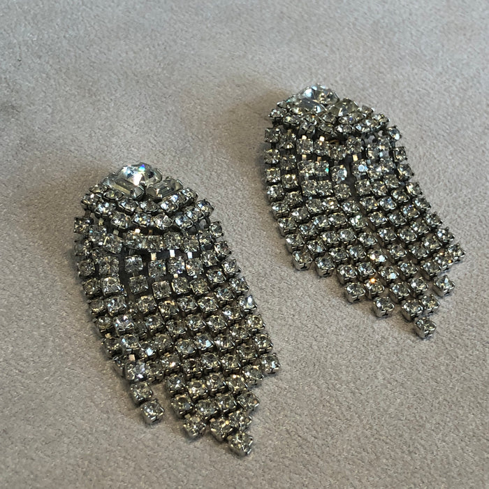 Weiss clear crystal chandelier clip on earrings