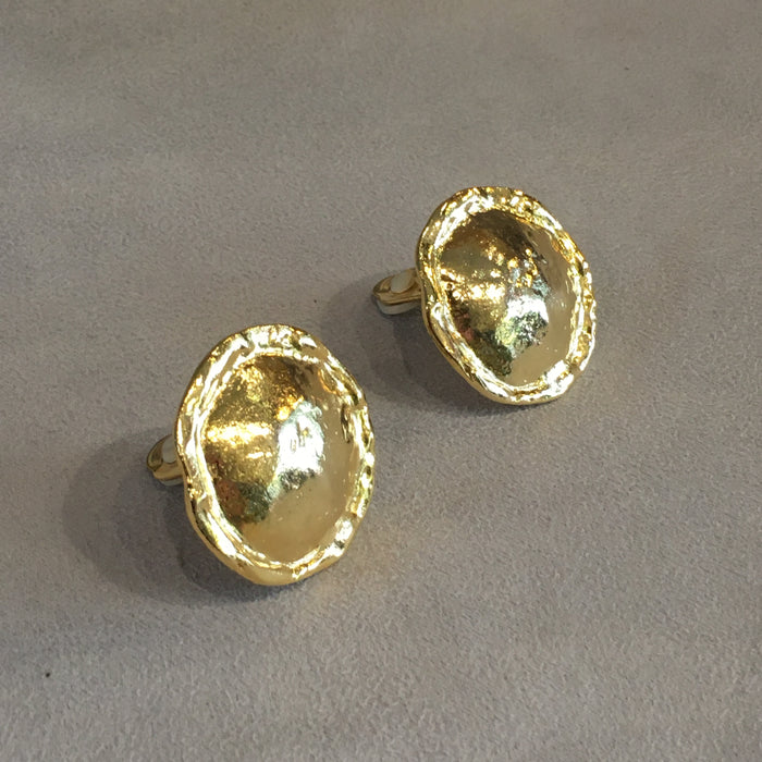 Vintage Gold Plated Round Clip on Earrings
