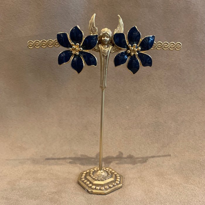 Vintage Navy Blue Flower earrings