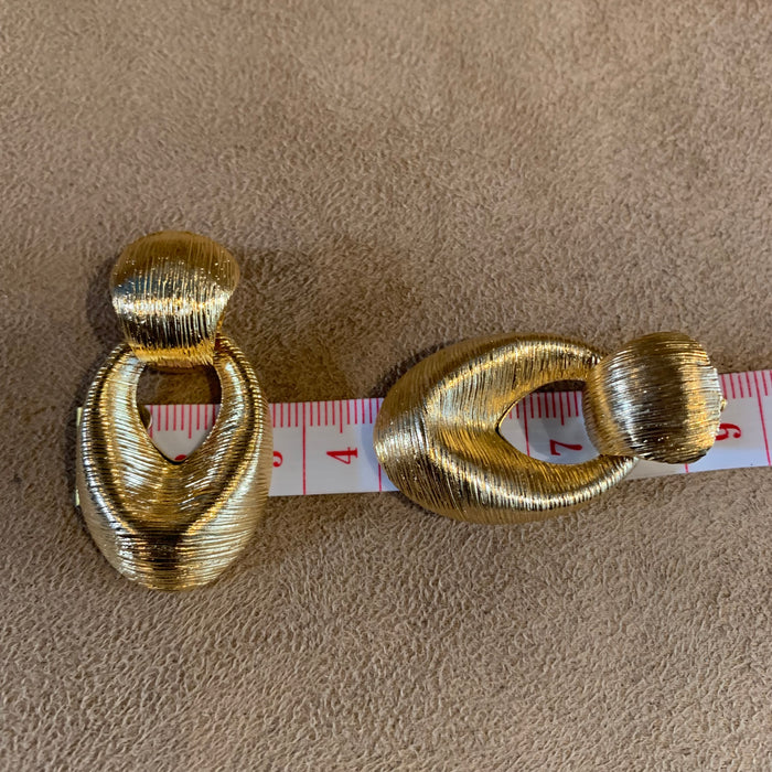 Vintage  pierced Door Knocker Gold Earrings
