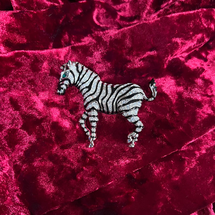 Vintage Zebra Brooch By Cabouchon 1980s