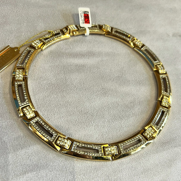 Vintage Gold Plated Crystal Necklace By Henkle & Grossé 1970s