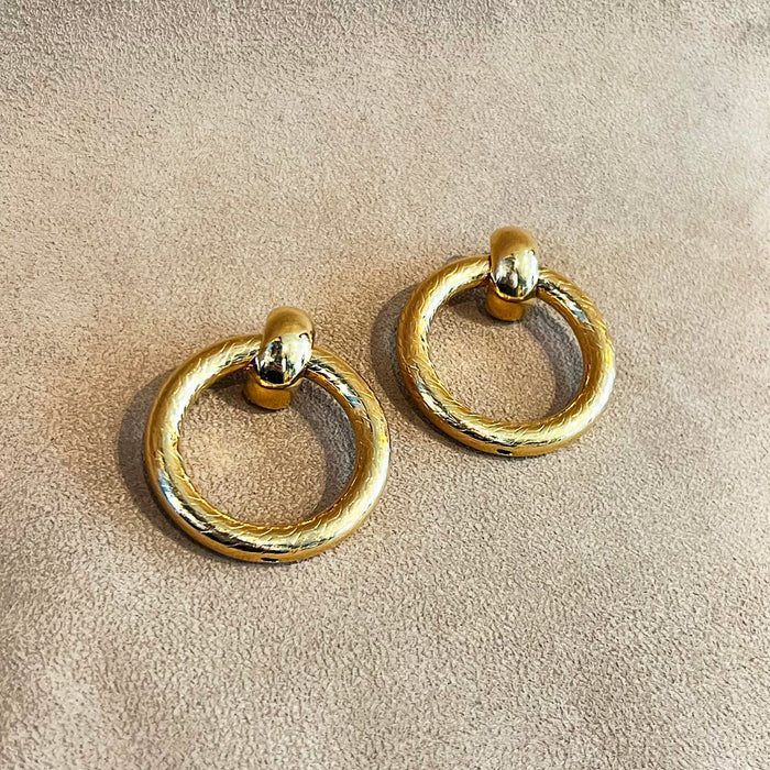 Vintage Door Knocker Gold Earrings