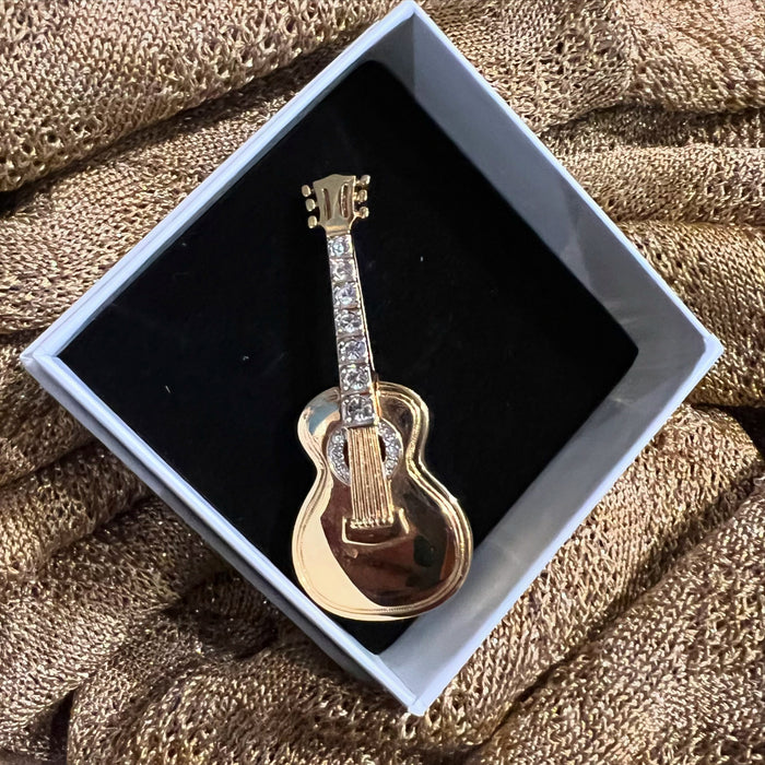 Gold Guitar Brooch by Cabouchon